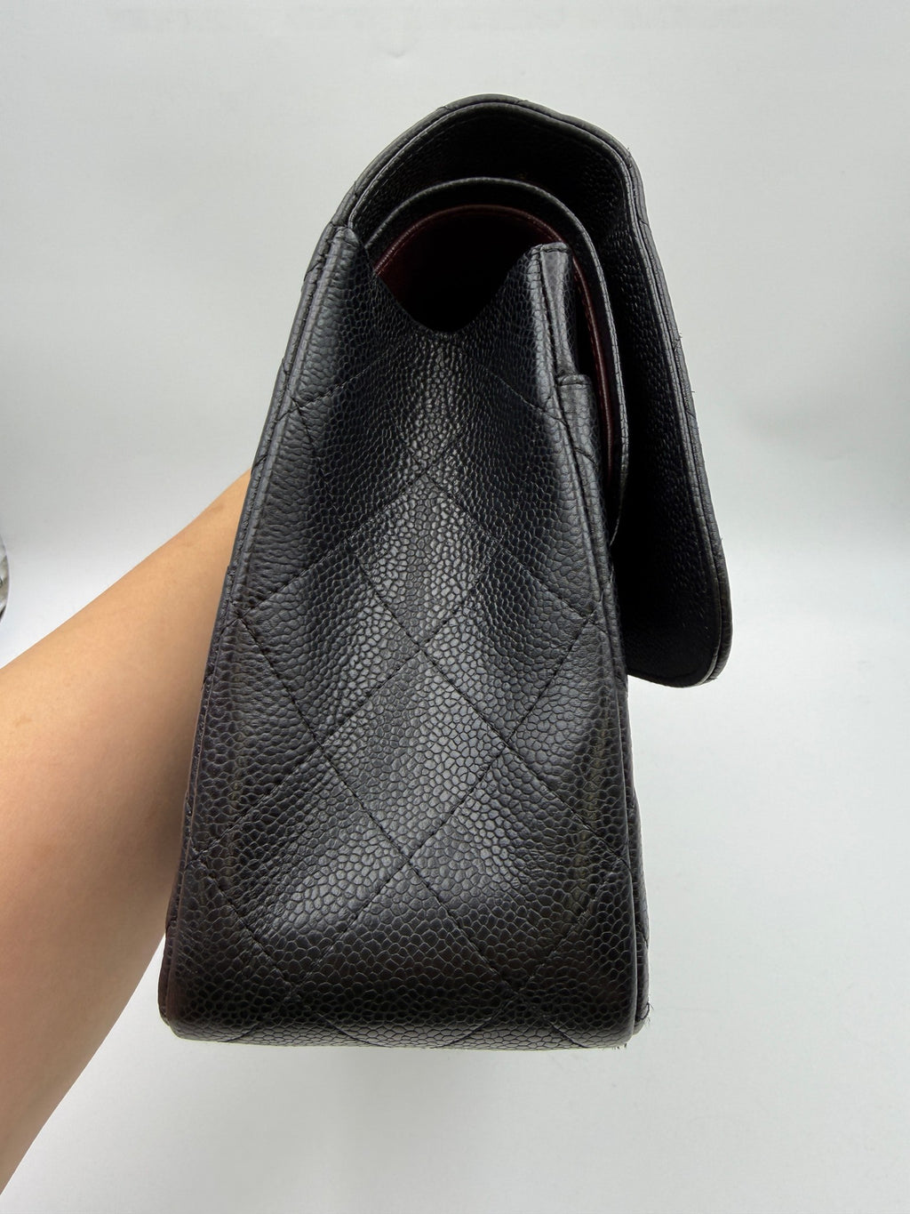 Chanel Classic Double Flap Bag, Black, stock 0077084 – left side