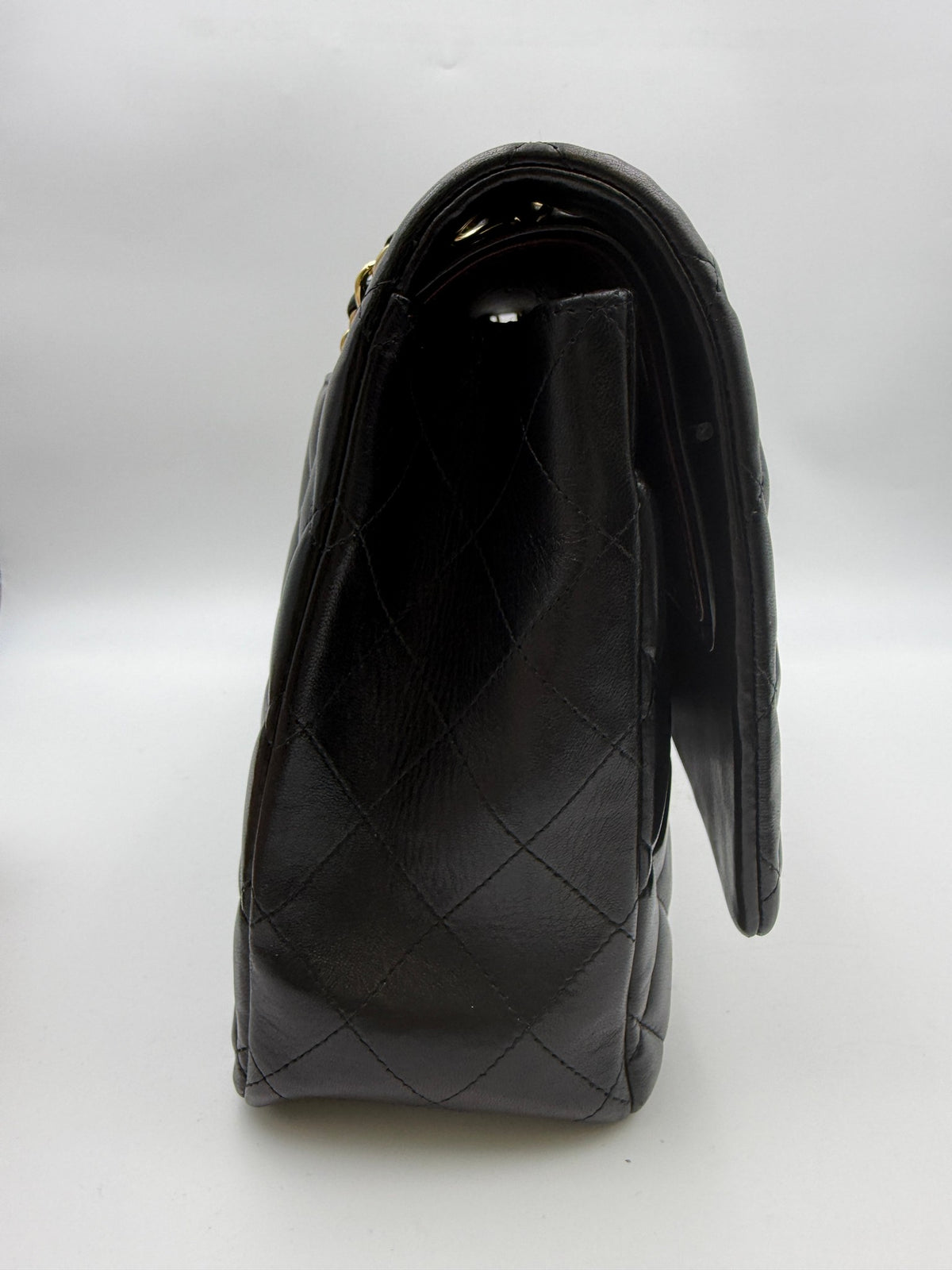 Chanel Classic Double Flap Bag, Black, stock 0257030 – left side