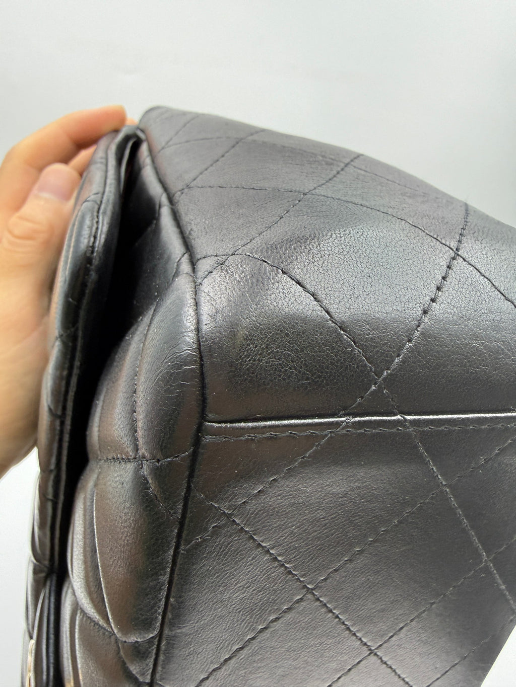 Chanel Classic Double Flap Bag, Black, stock 0257030 – corner wear