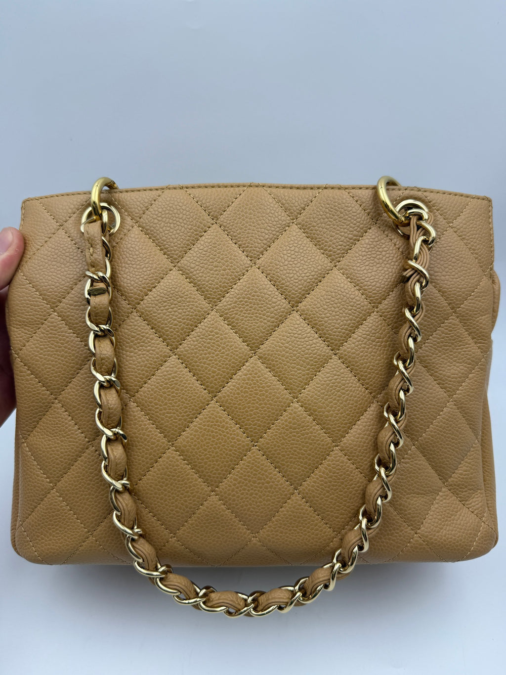 Chanel Petit Timeless Tote, Beige, stock 0271099 – back