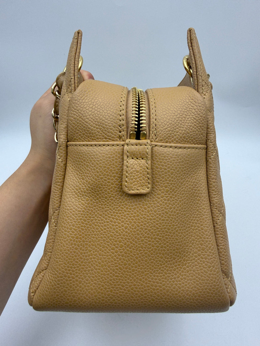 Chanel Petit Timeless Tote, Beige, stock 0271099 – right side