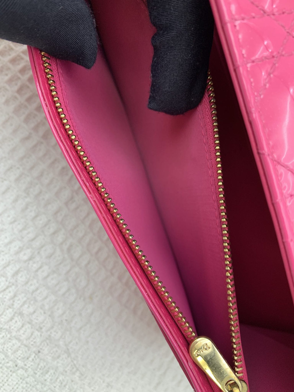 Dior Cannage Pink Patent Leather Chain Wallet - view 8 - item 0073051