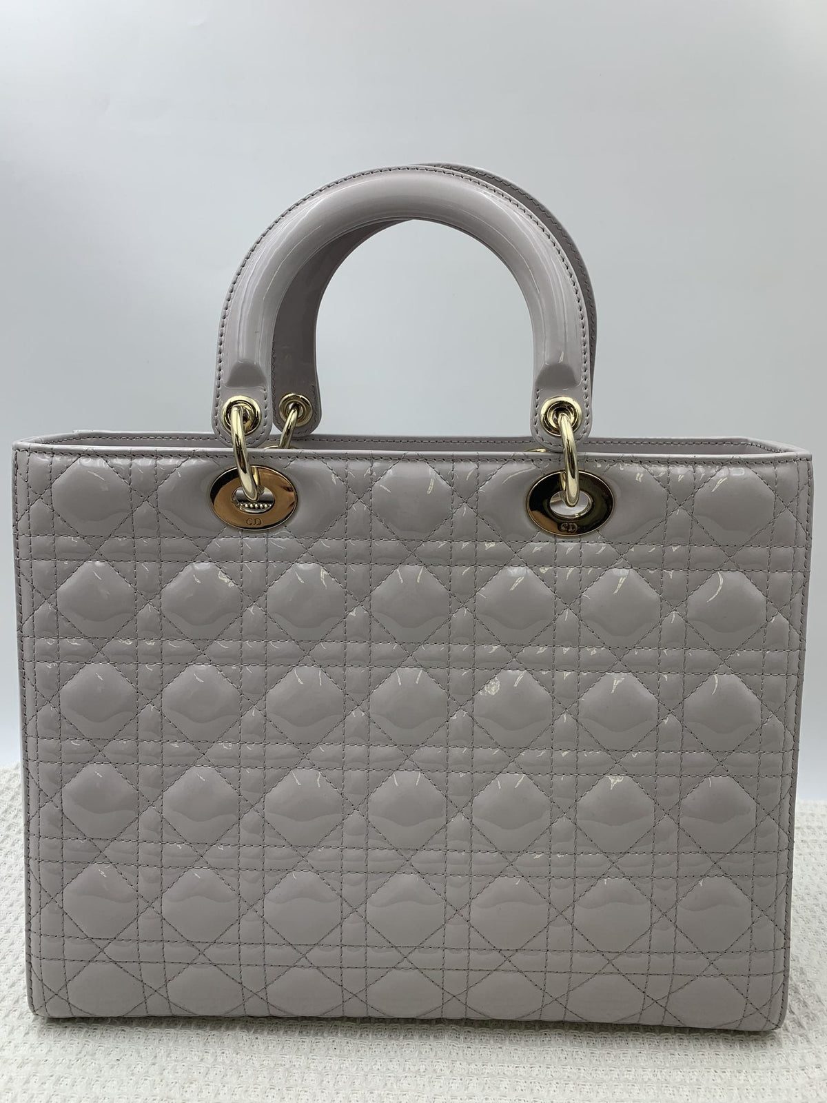Dior Large Lady Dior Gray Patent Cannage Bag - view 3 - item 0073007