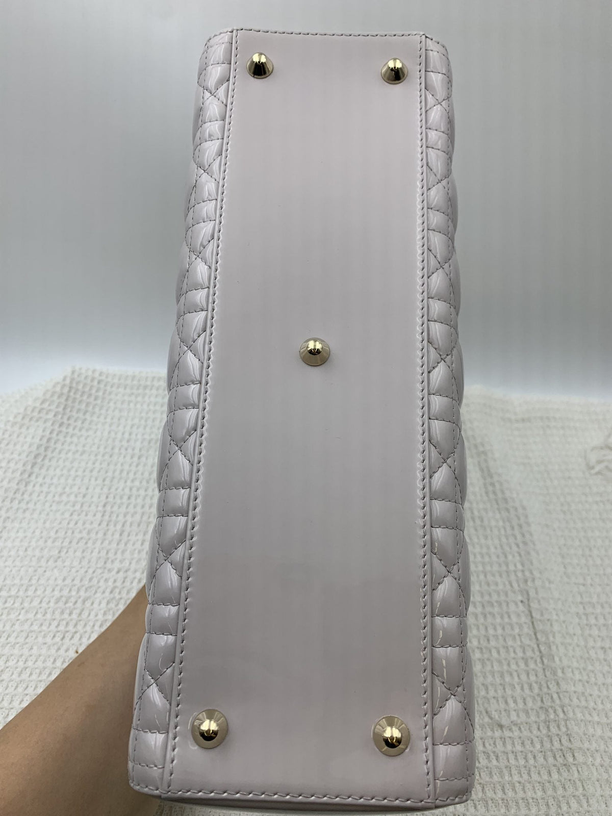 Dior Large Lady Dior Gray Patent Cannage Bag - view 5 - item 0073007
