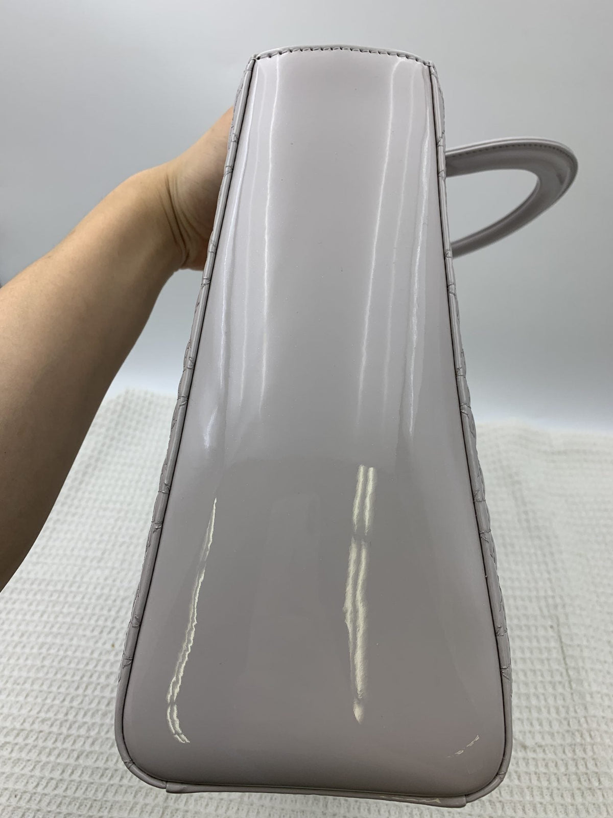 Dior Large Lady Dior Gray Patent Cannage Bag - view 6 - item 0073007