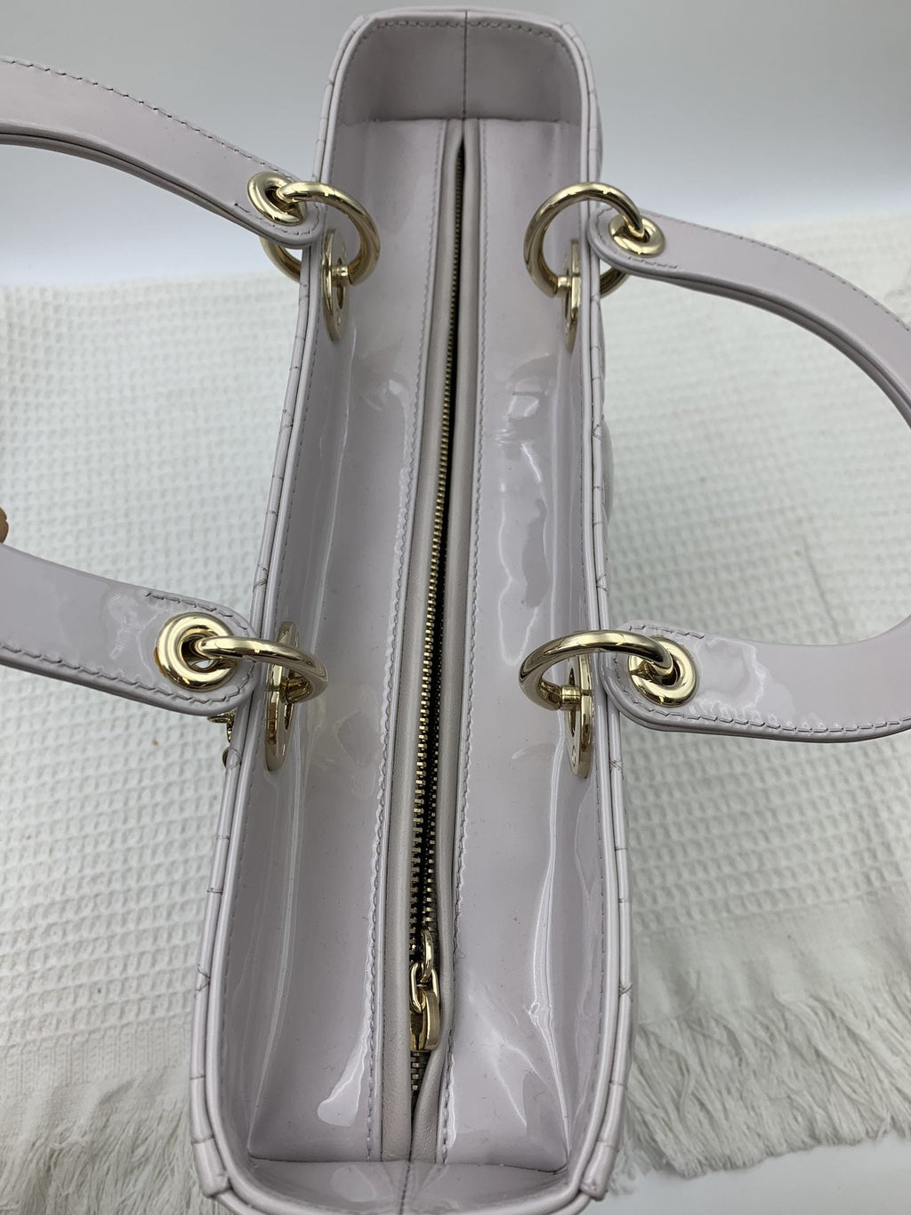 Dior Large Lady Dior Gray Patent Cannage Bag - view 8 - item 0073007