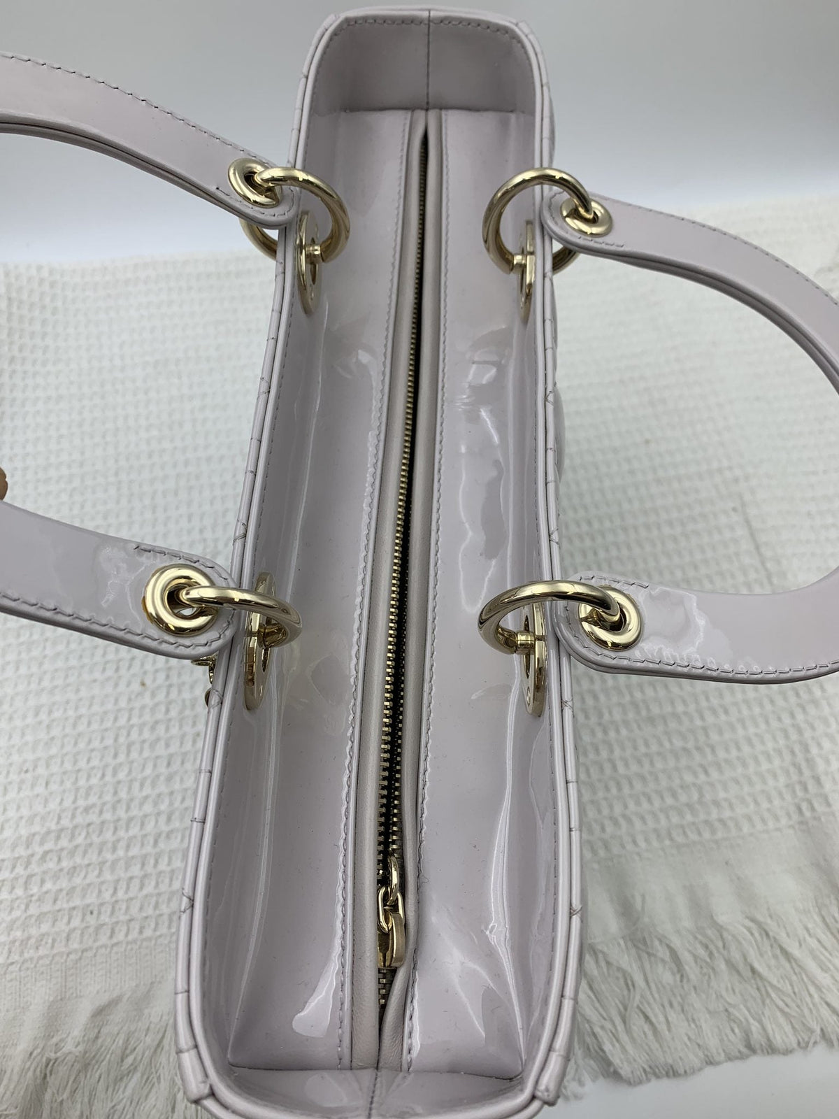 Dior Large Lady Dior Gray Patent Cannage Bag - view 8 - item 0073007