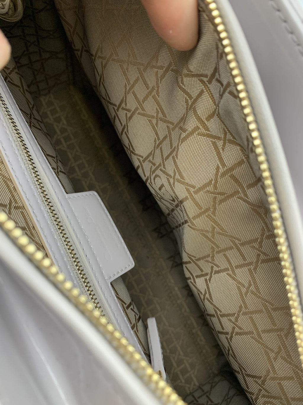 Dior Large Lady Dior Gray Patent Cannage Bag - view 9 - item 0073007