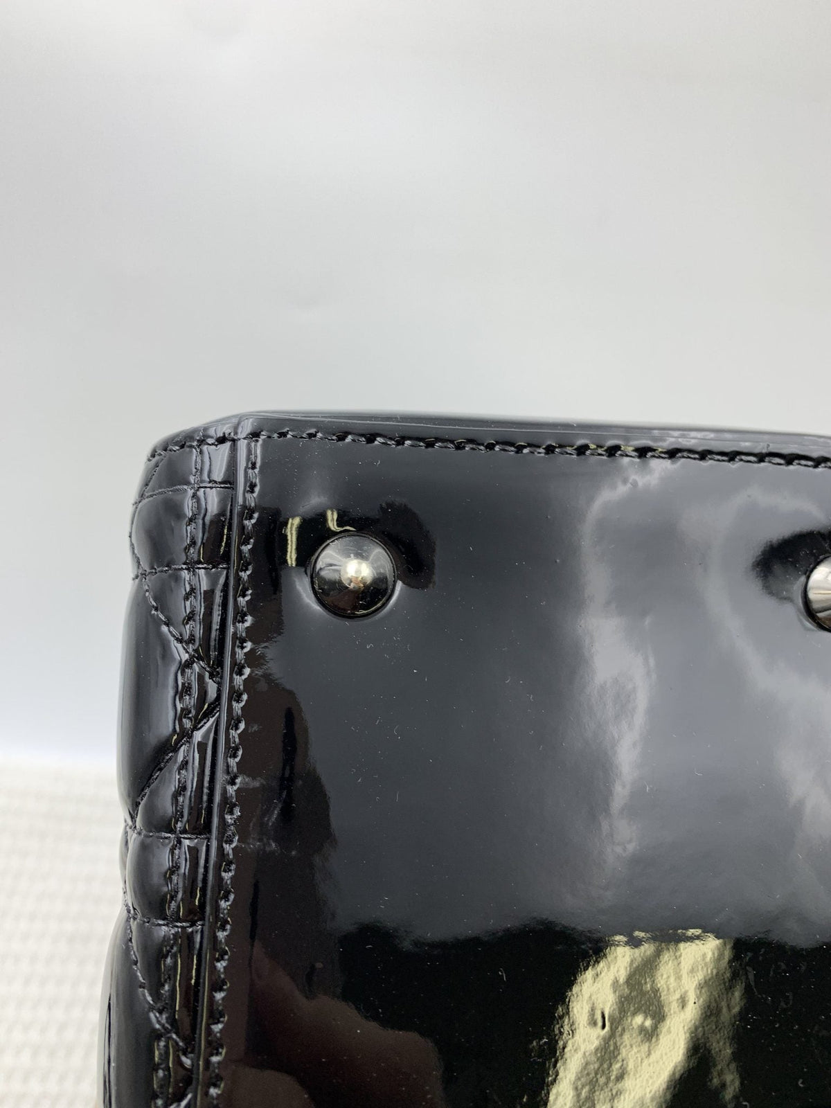 Dior Medium Lady Dior Black Patent Cannage Bag Silver Hardware - view 4 - item 0073017