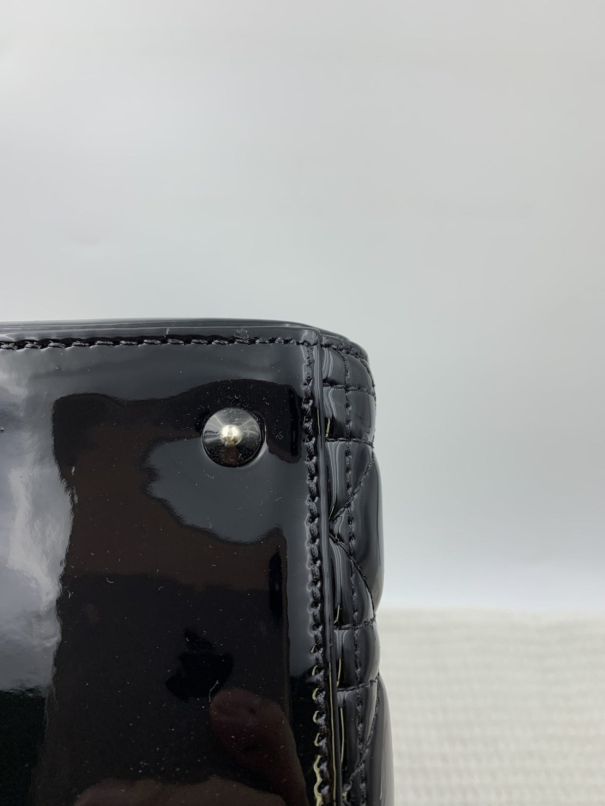 Dior Medium Lady Dior Black Patent Cannage Bag Silver Hardware - view 5 - item 0073017