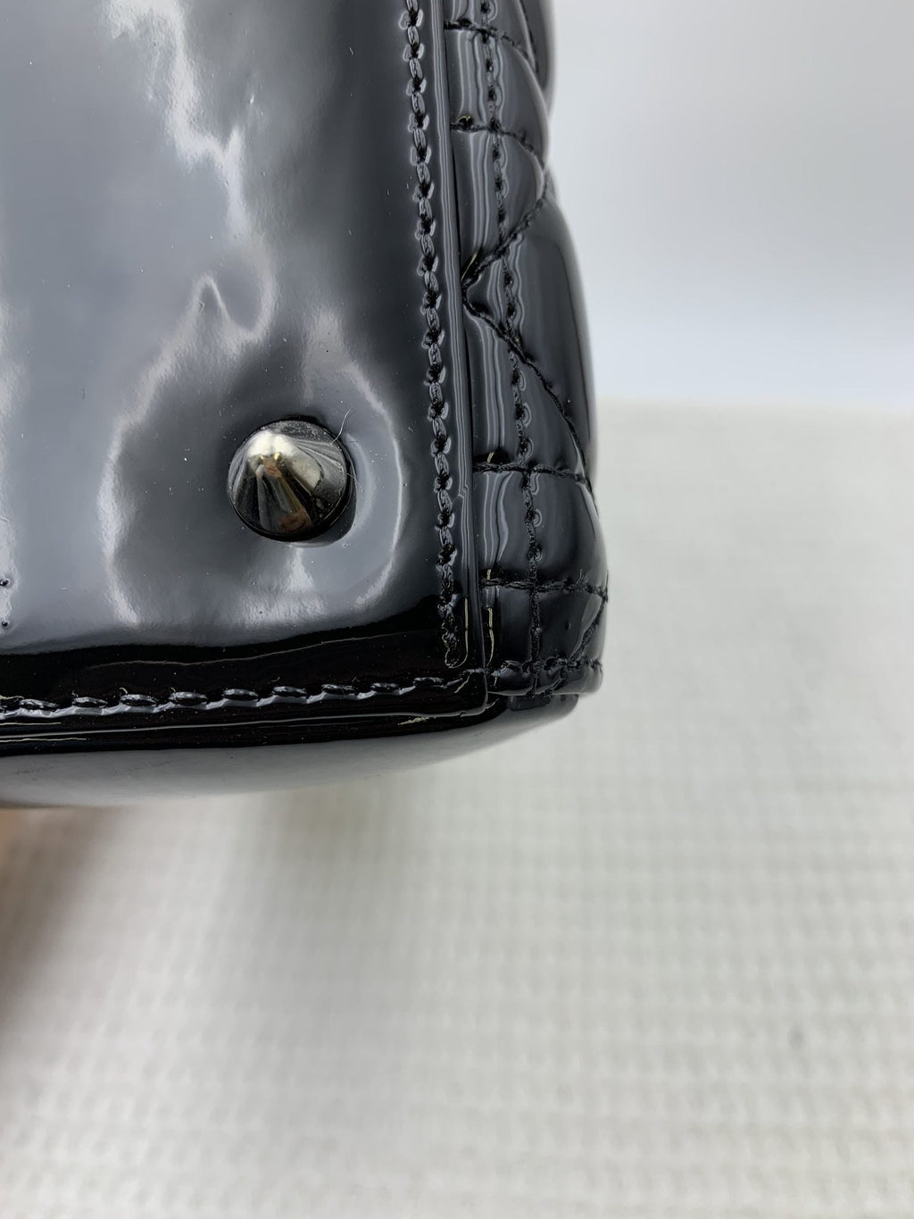 Dior Medium Lady Dior Black Patent Cannage Bag Silver Hardware - view 7 - item 0073017
