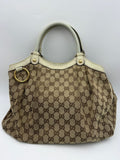 Gucci D-Ring GG Canvas Tote, Beige and ivory, stock 0197008 – front