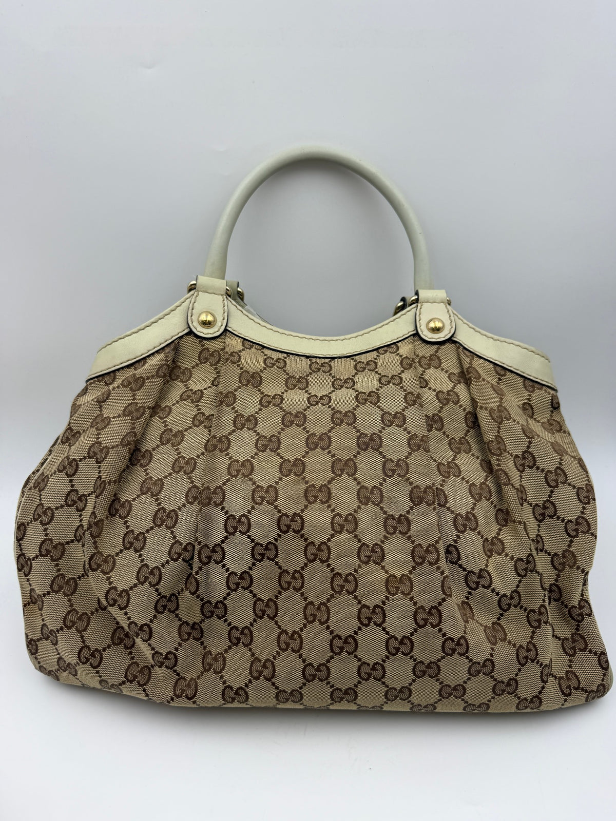 Gucci D-Ring GG Canvas Tote, Beige and ivory, stock 0197008 – back