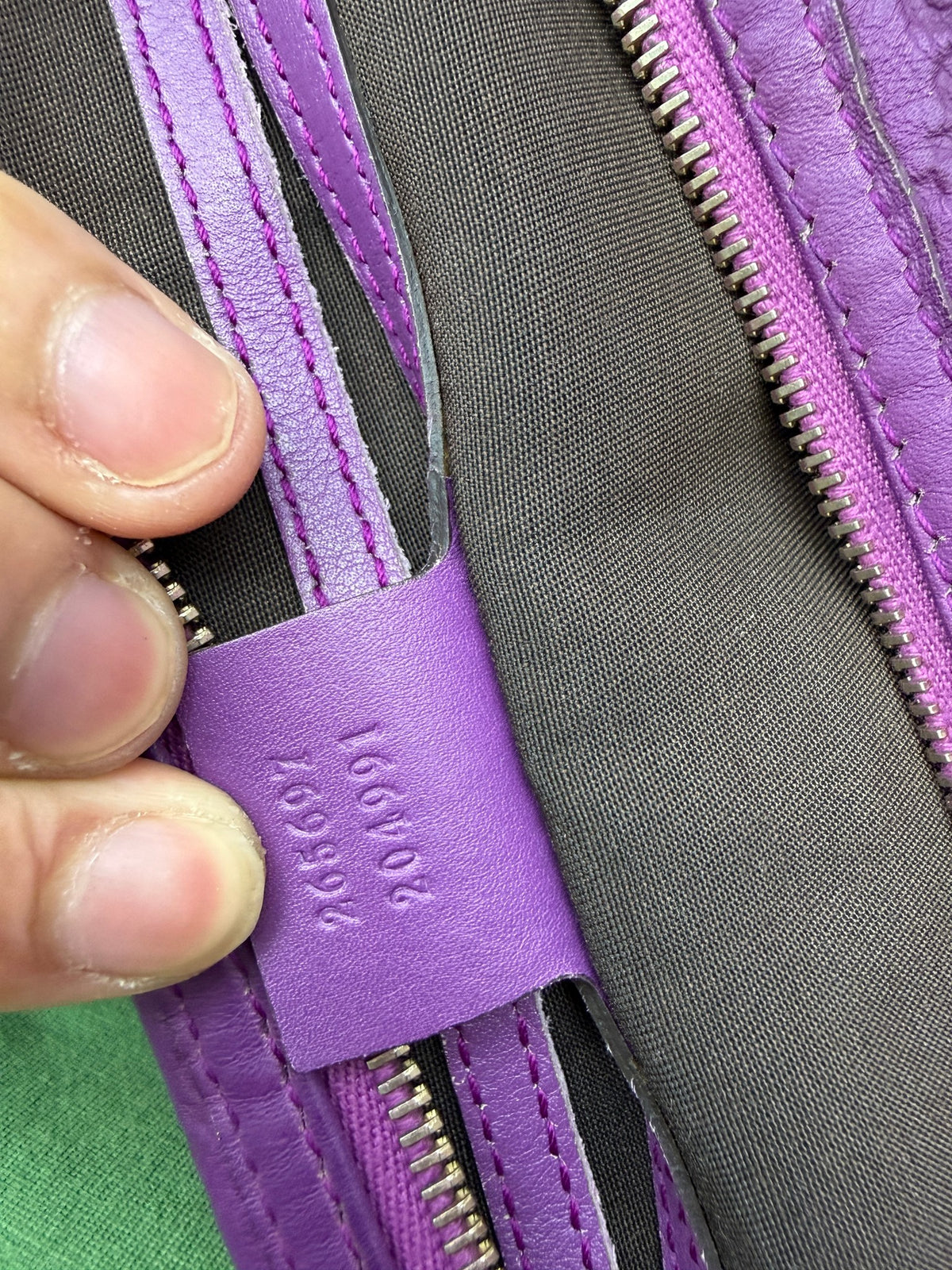 Gucci Microguccissima Boston Bag, Purple, stock 0197010 – interior label