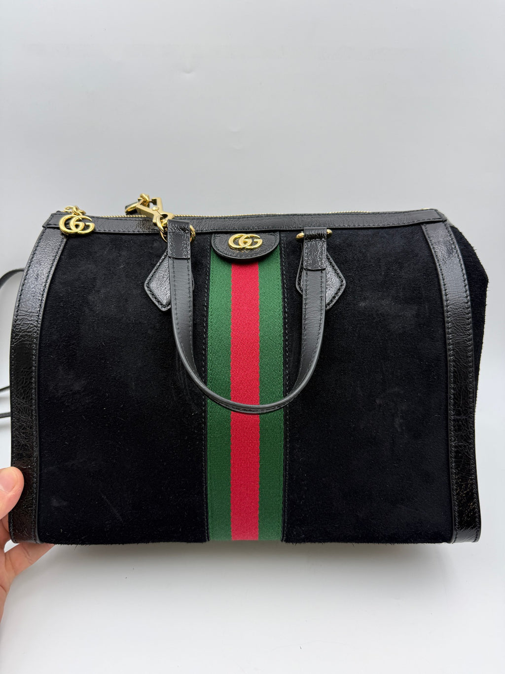 Gucci Ophidia Tote, Black, green and red, stock 0073247 – front