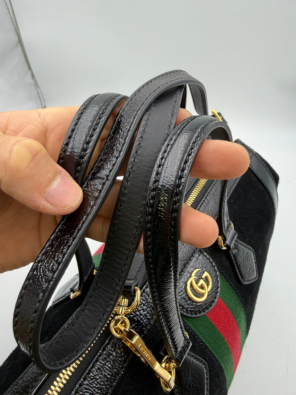 Gucci Ophidia Tote, Black, green and red, stock 0073247 – handles and hardware