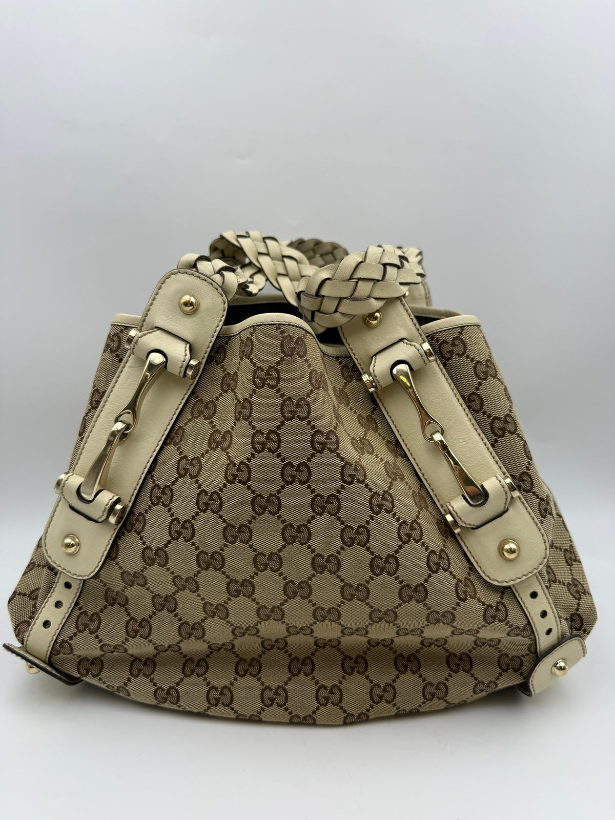 Gucci Pelham GG Canvas Shoulder Bag, Beige and ivory, stock 0197005 – front