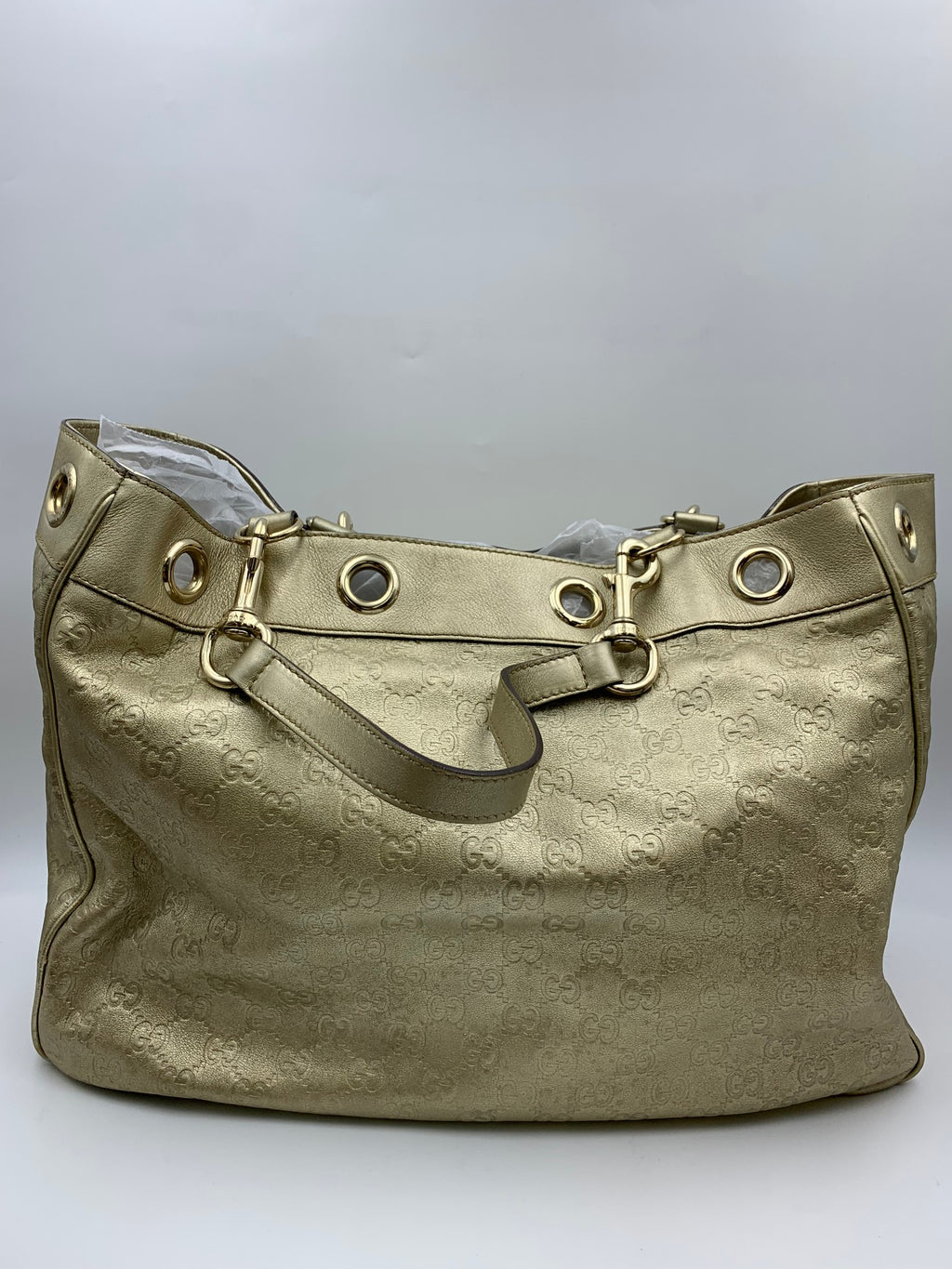 Gucci Positano Guccissima Tote, Metallic gold, stock 0197123 – front