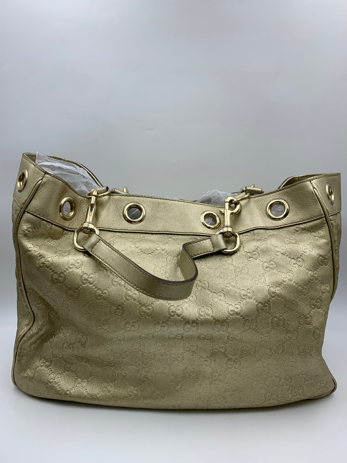 Gucci Positano Guccissima Tote, Metallic gold, stock 0197123 – front