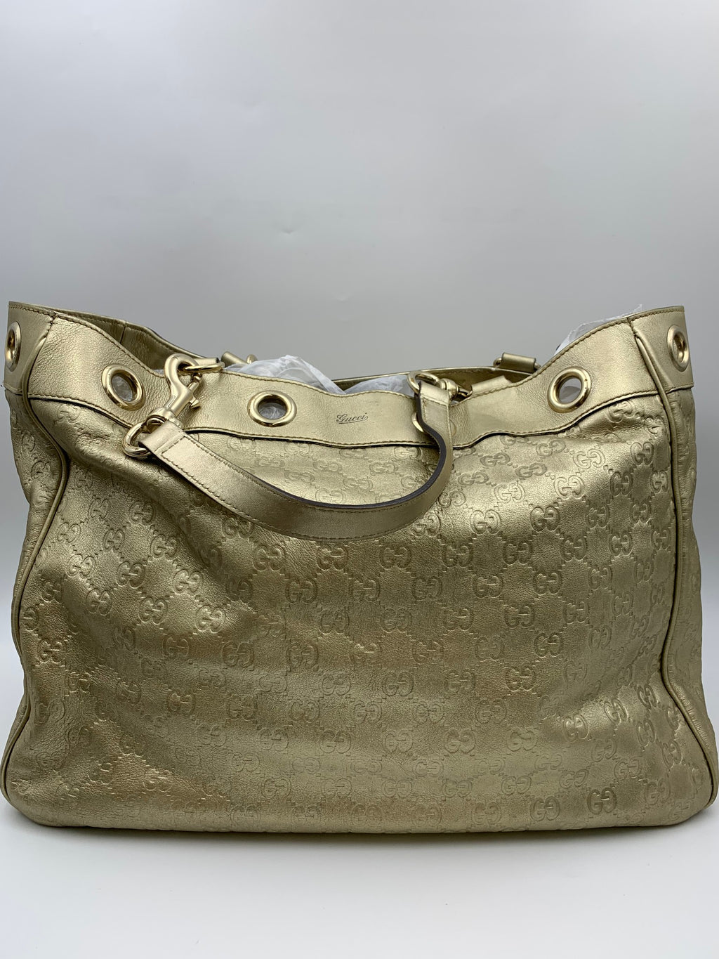 Gucci Positano Guccissima Tote, Metallic gold, stock 0197123 – back