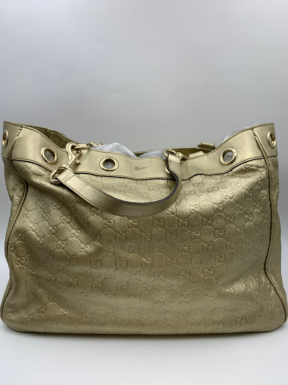 Gucci Positano Guccissima Tote, Metallic gold, stock 0197123 – back