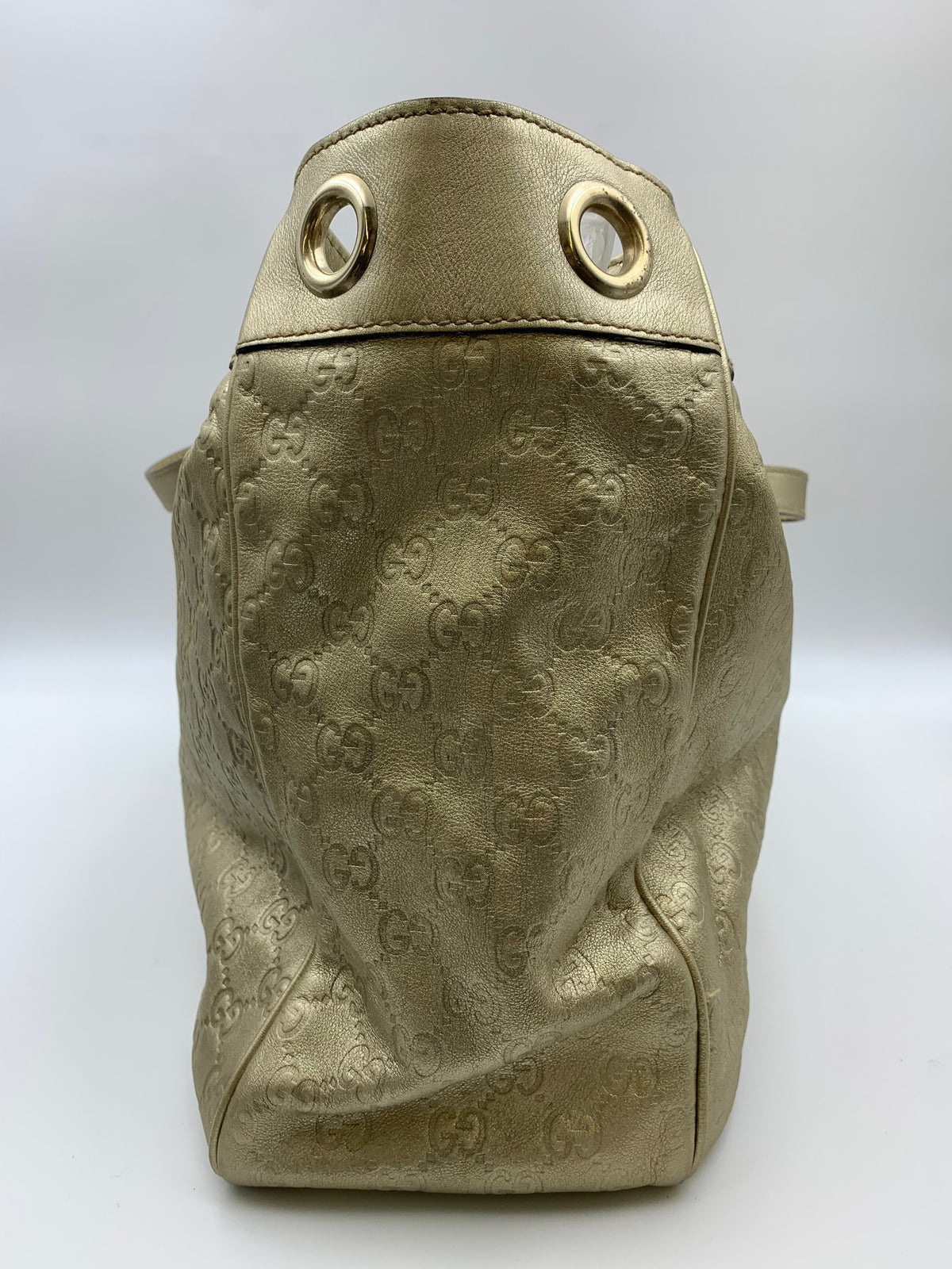 Gucci Positano Guccissima Tote, Metallic gold, stock 0197123 – left side