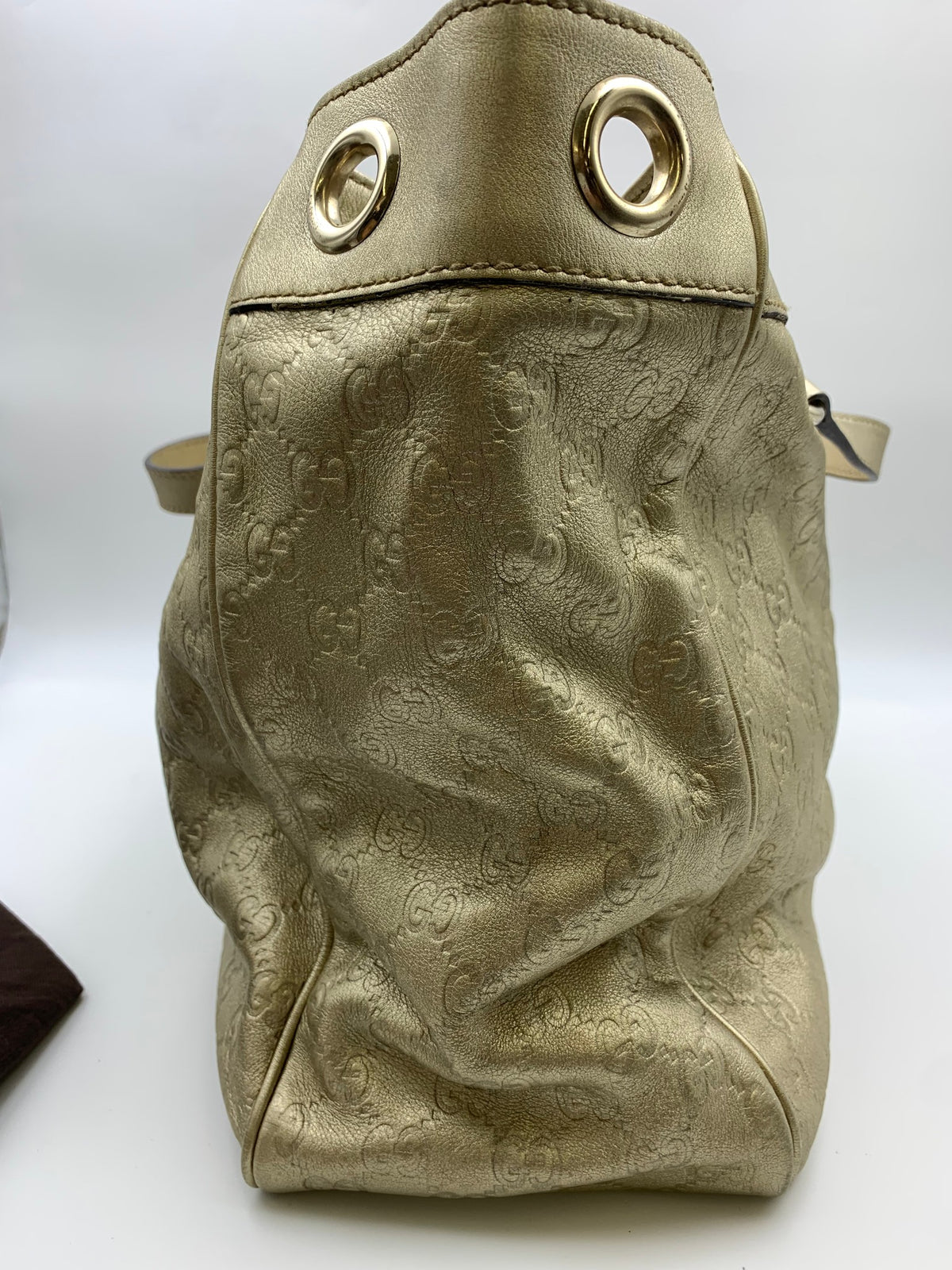 Gucci Positano Guccissima Tote, Metallic gold, stock 0197123 – right side