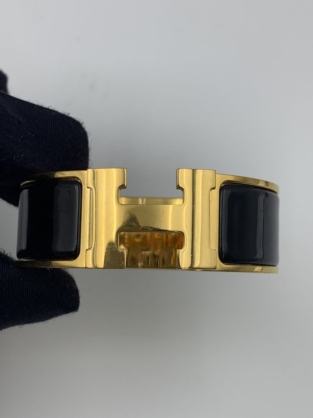 Hermes Clic H Black Enamel Gold-Plated Bracelet PM - view 2 - item 0089017