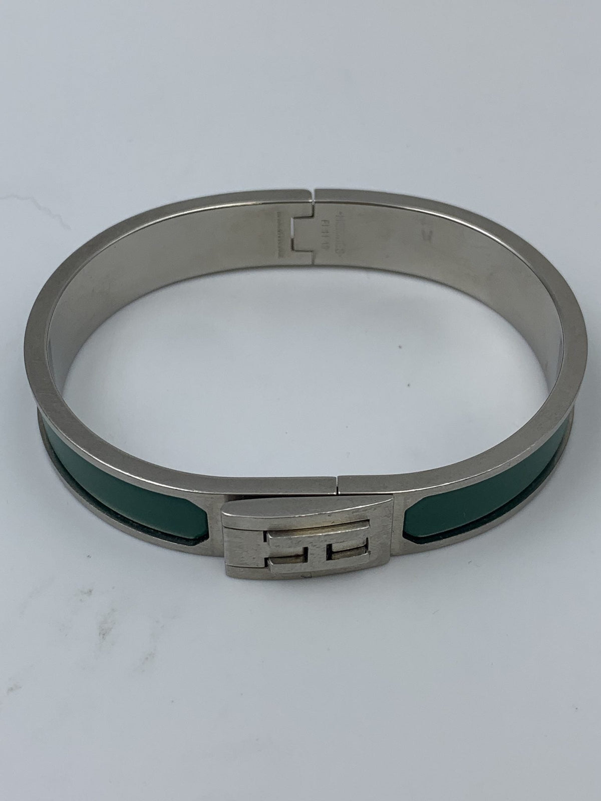 Hermes Clic H Green Enamel Palladium-Plated Bracelet - view 1 - item 0089029