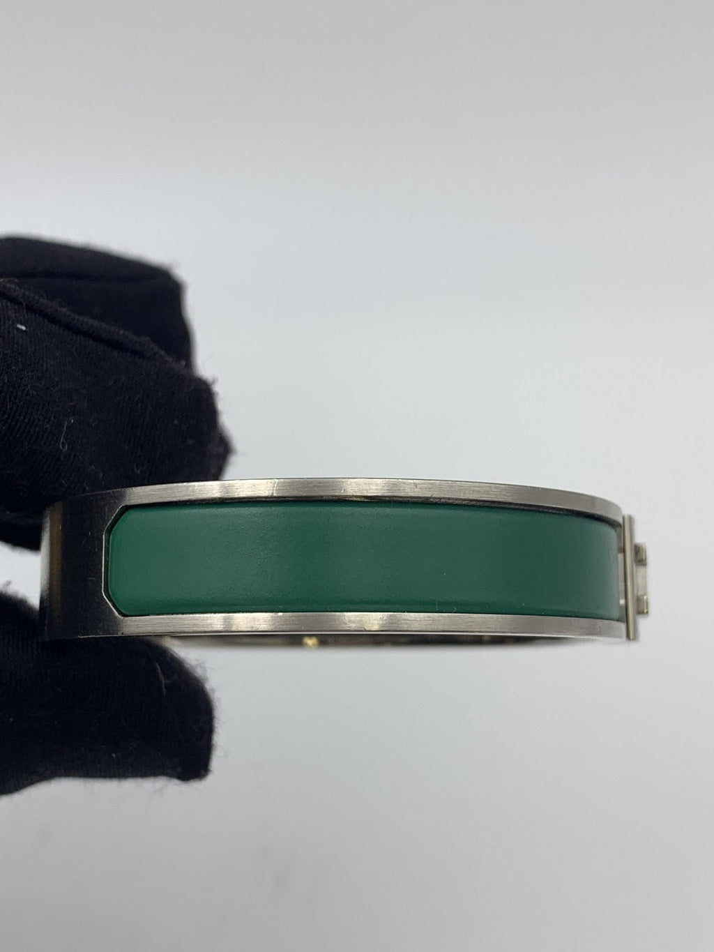 Hermes Clic H Green Enamel Palladium-Plated Bracelet - view 4 - item 0089029