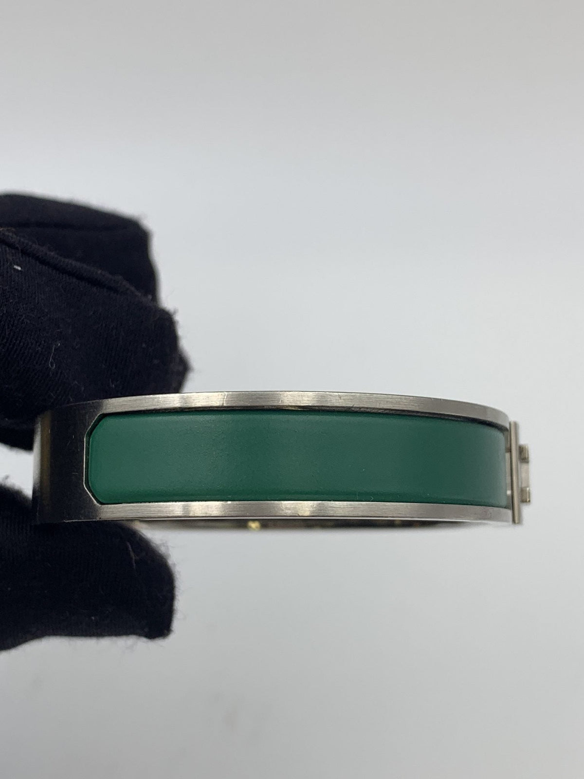 Hermes Clic H Green Enamel Palladium-Plated Bracelet - view 4 - item 0089029