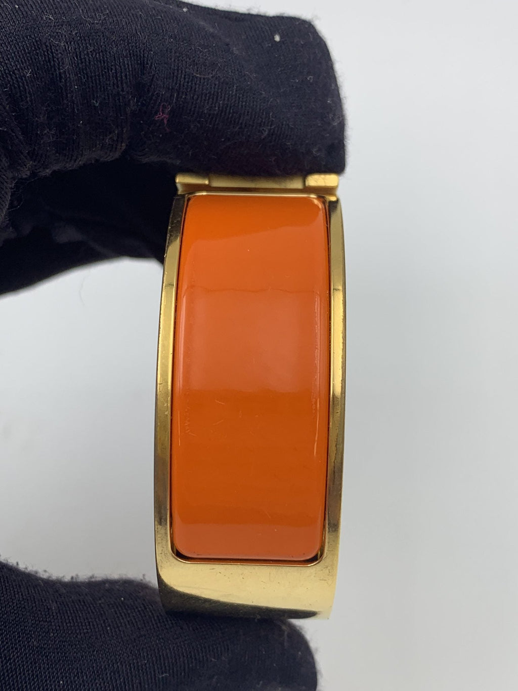 Hermes Clic H Orange Enamel Gold-Plated Bracelet - view 3 - item 0089020