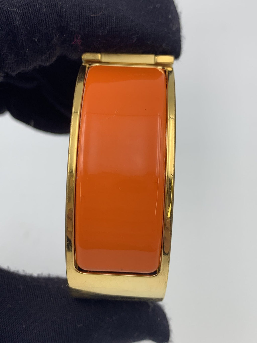 Hermes Clic H Orange Enamel Gold-Plated Bracelet - view 4 - item 0089020
