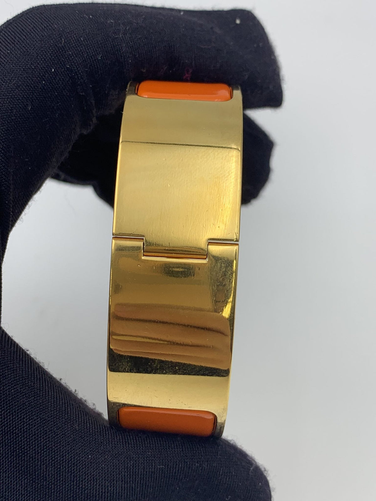 Hermes Clic H Orange Enamel Gold-Plated Bracelet - view 5 - item 0089020