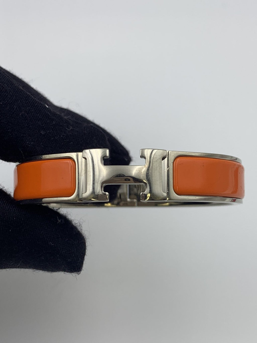 Hermes Clic H Orange Enamel Palladium-Plated Bracelet PM - view 2 - item 0089008