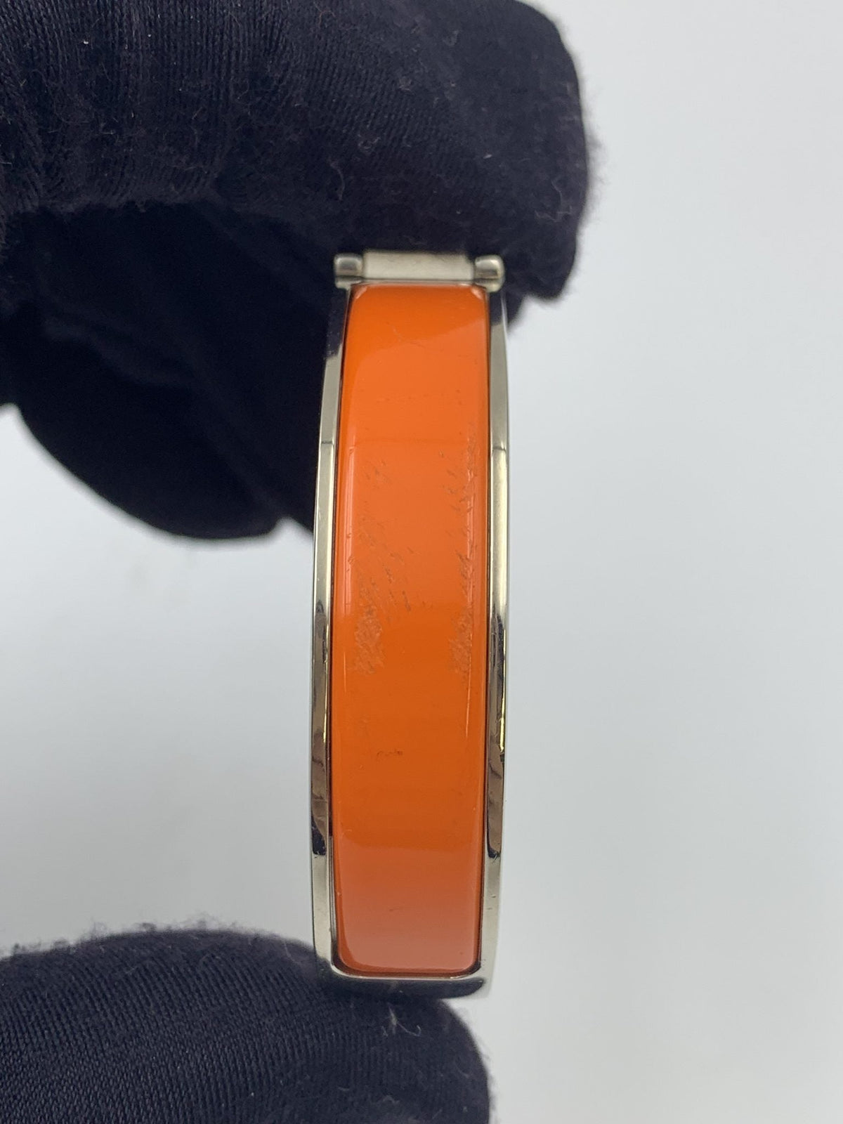 Hermes Clic H Orange Enamel Palladium-Plated Bracelet PM - view 3 - item 0089008