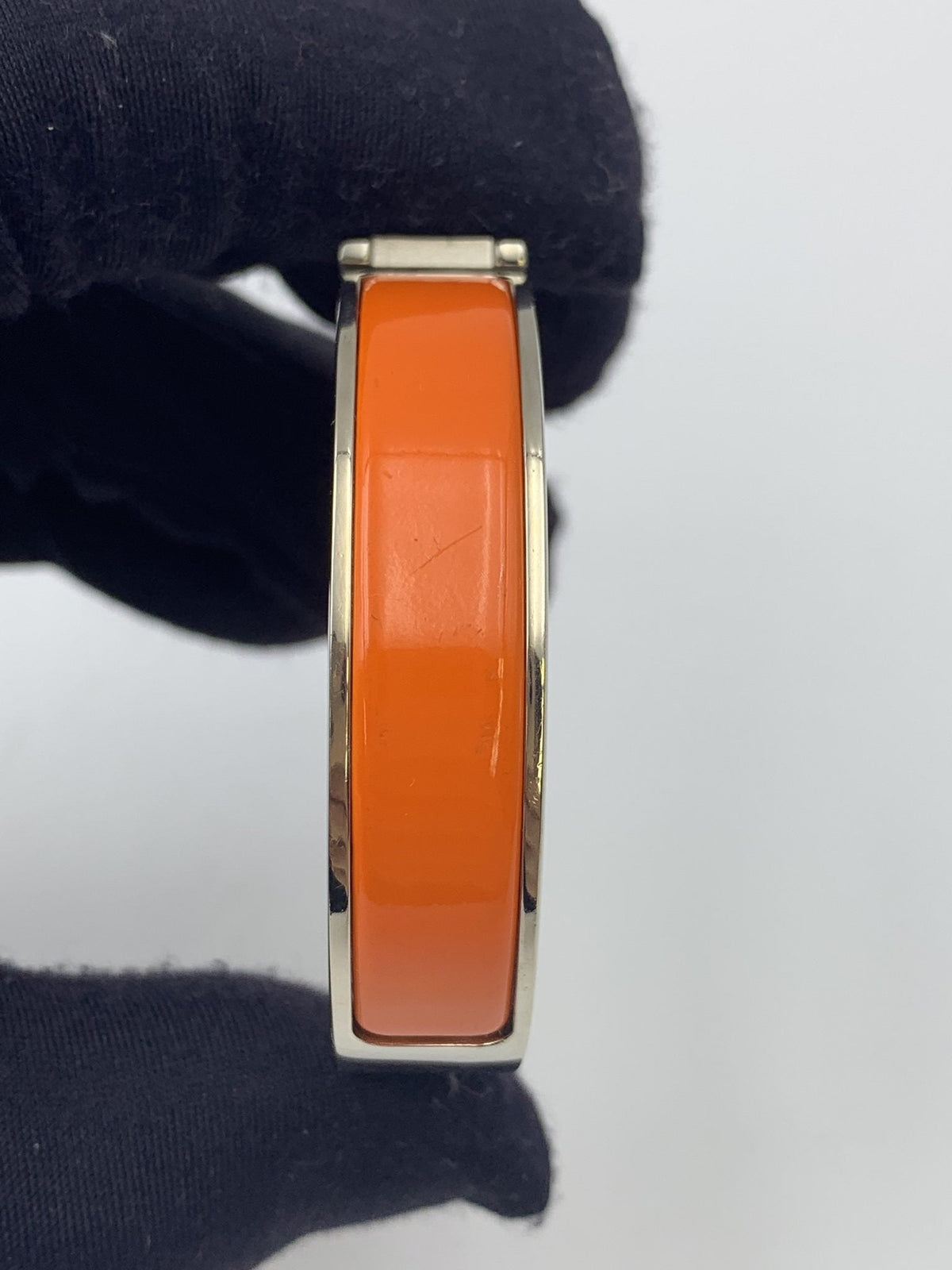 Hermes Clic H Orange Enamel Palladium-Plated Bracelet PM - view 4 - item 0089008