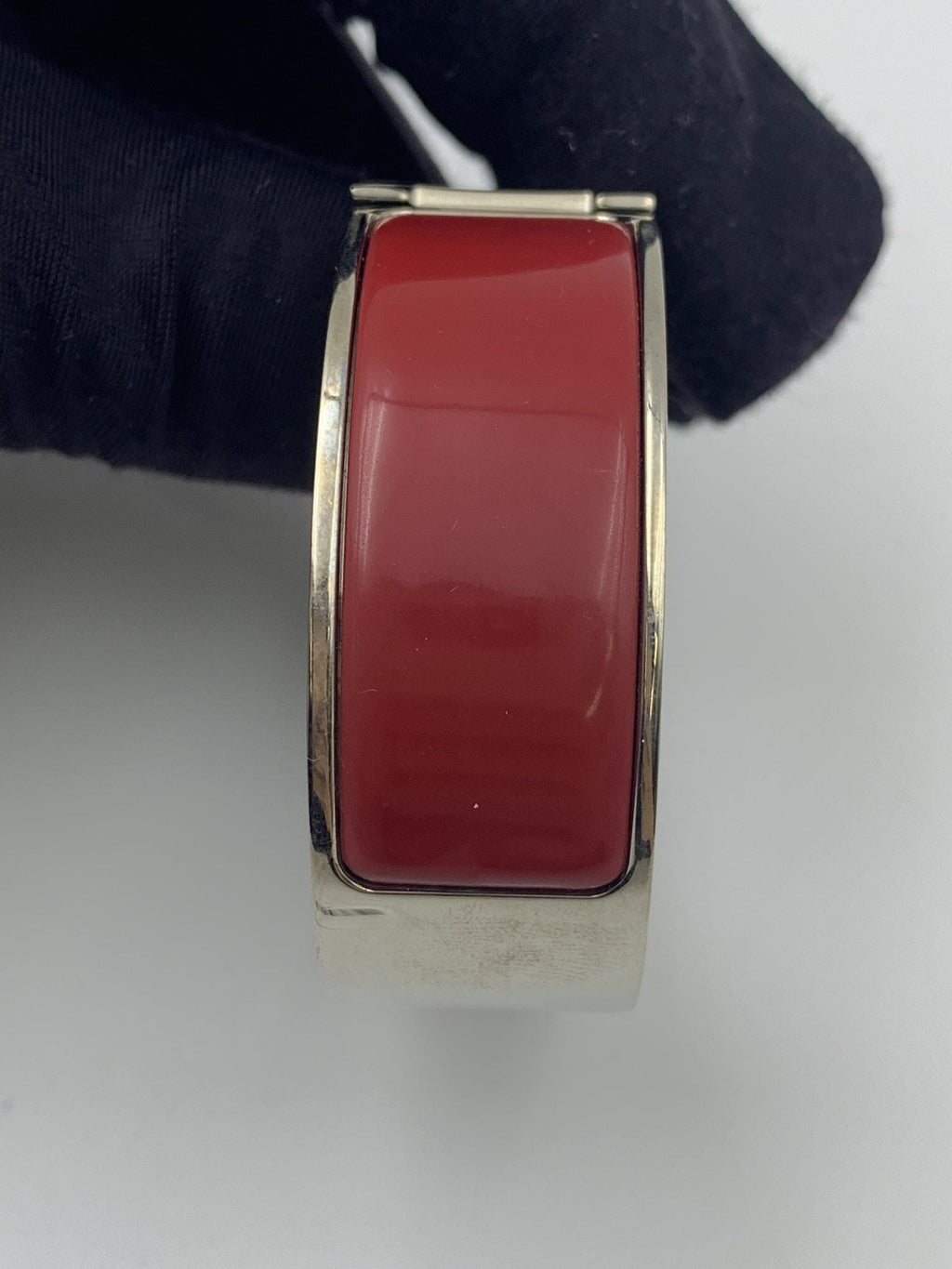 Hermes Clic H Red Enamel Palladium-Plated Bracelet - view 3 - item 0089005