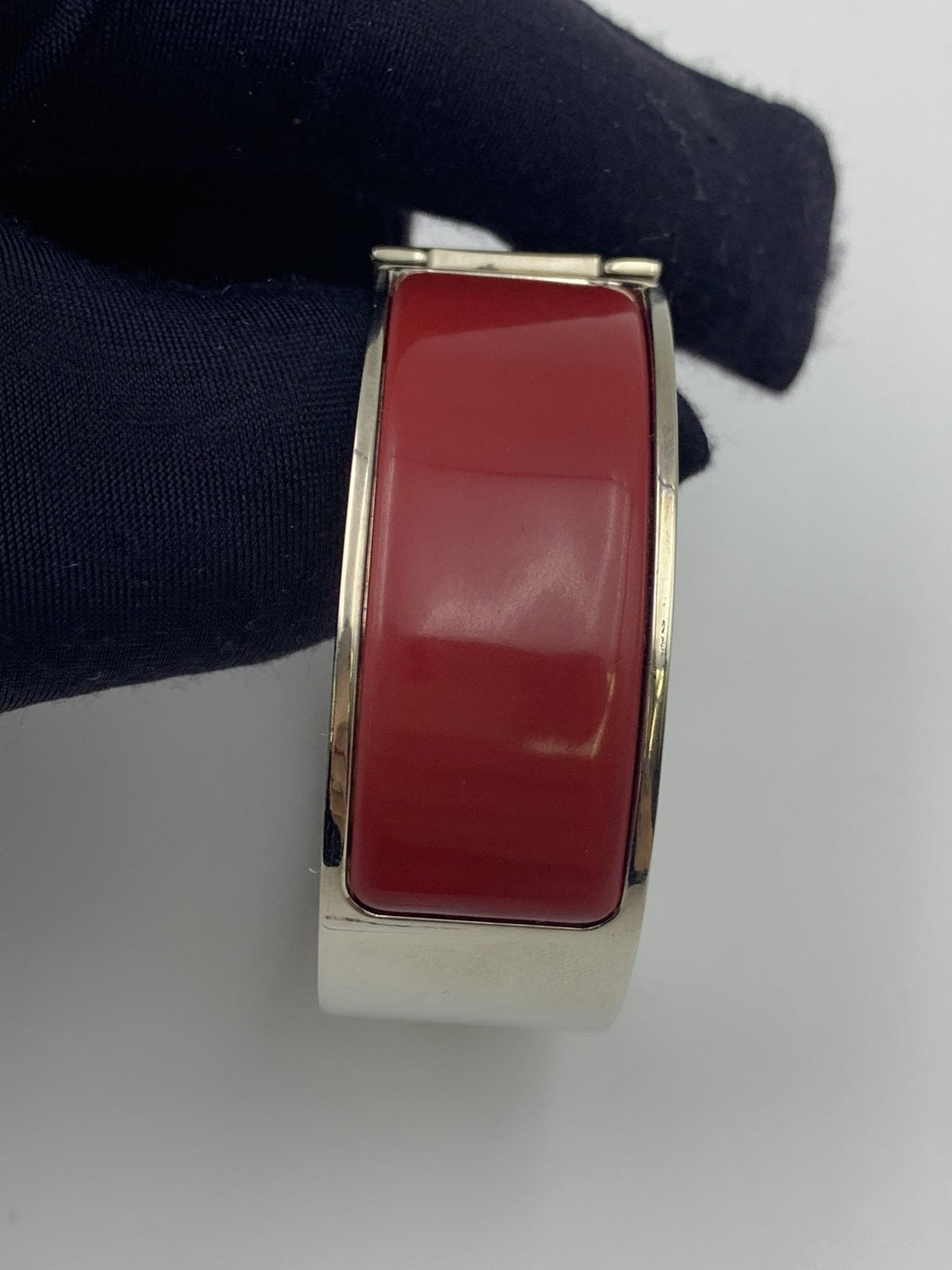Hermes Clic H Red Enamel Palladium-Plated Bracelet - view 4 - item 0089005