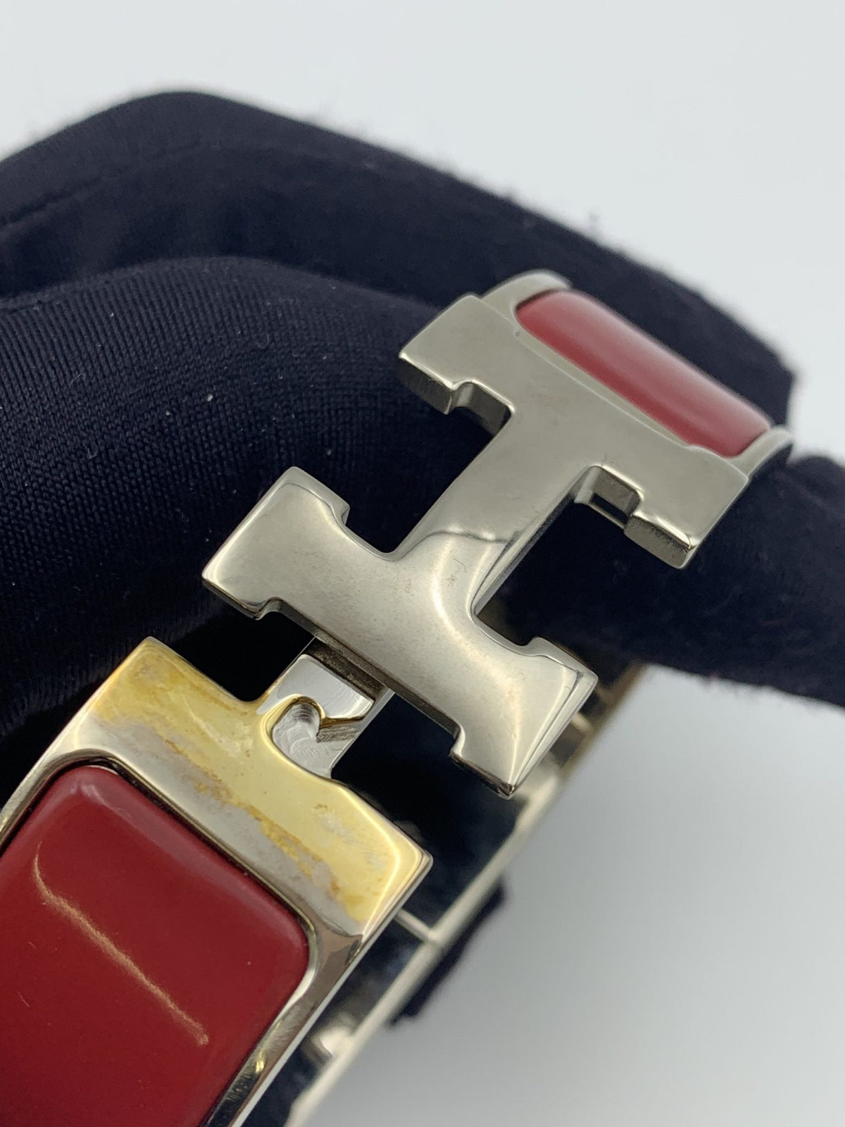 Hermes Clic H Red Enamel Palladium-Plated Bracelet - view 7 - item 0089005