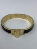 Hermes Printed Black Enamel Gold-Plated Hinged Bracelet - view 1 - item 0089035
