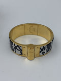 Hermes Printed Enamel Gold-Plated Hinged Bracelet - view 1 - item 0089010