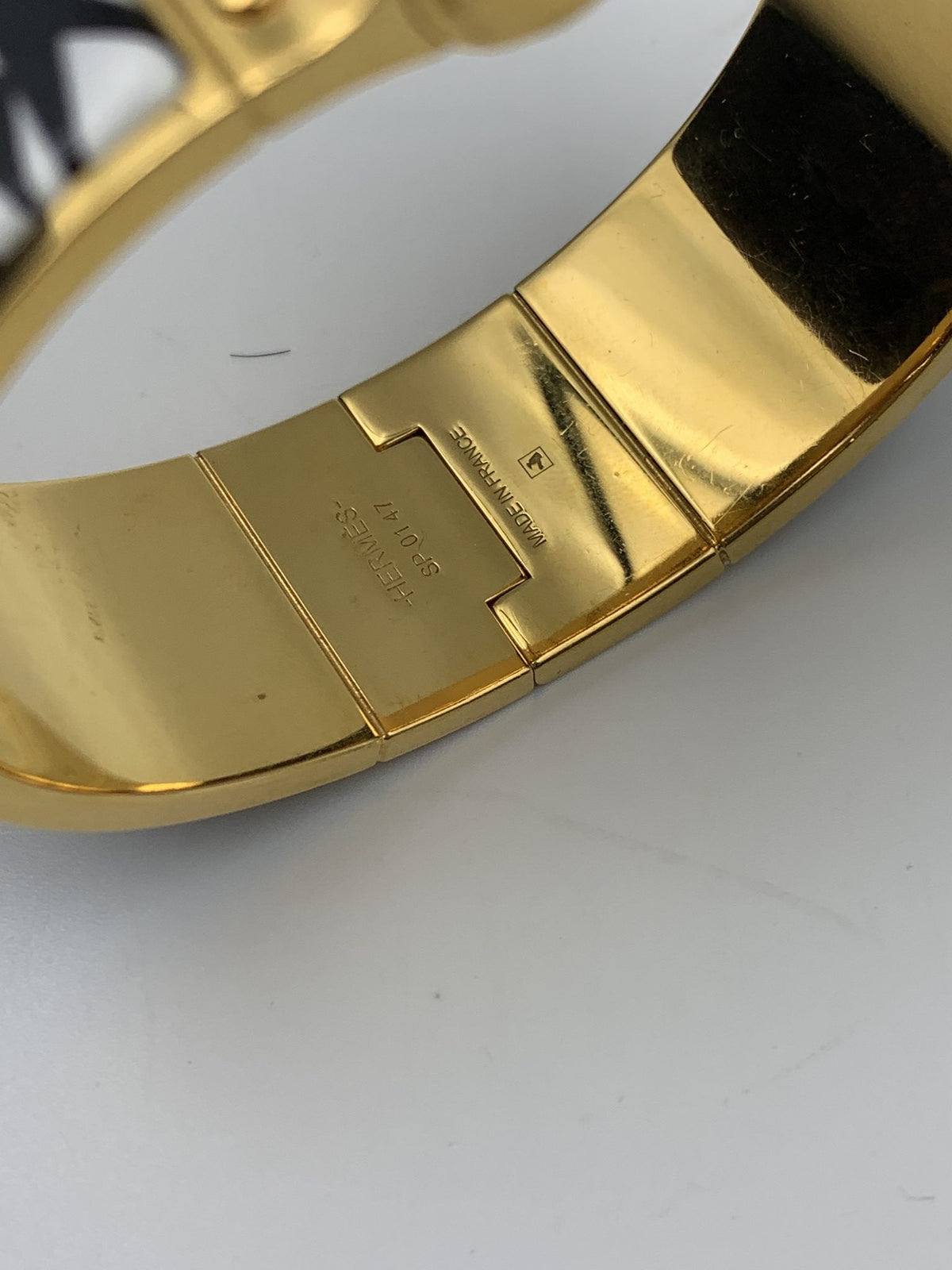 Hermes Printed Enamel Gold-Plated Hinged Bracelet - view 6 - item 0089010
