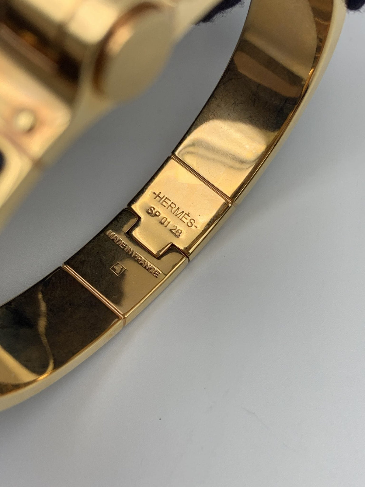 Hermes Printed Enamel Gold-Plated Hinged Bracelet - view 7 - item 0089026