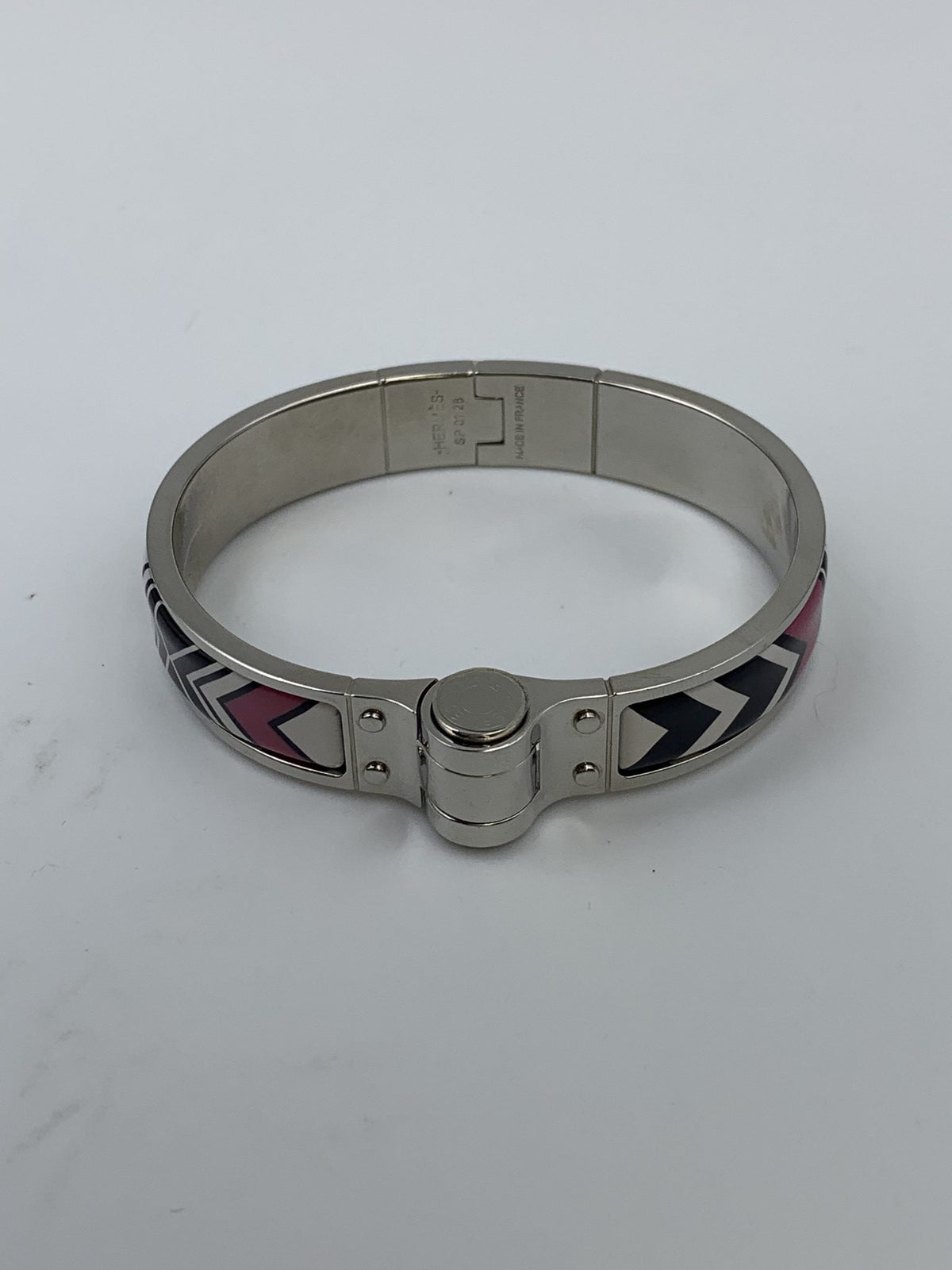 Hermes Printed Enamel Palladium-Plated Hinged Bracelet - view 1 - item 0089003