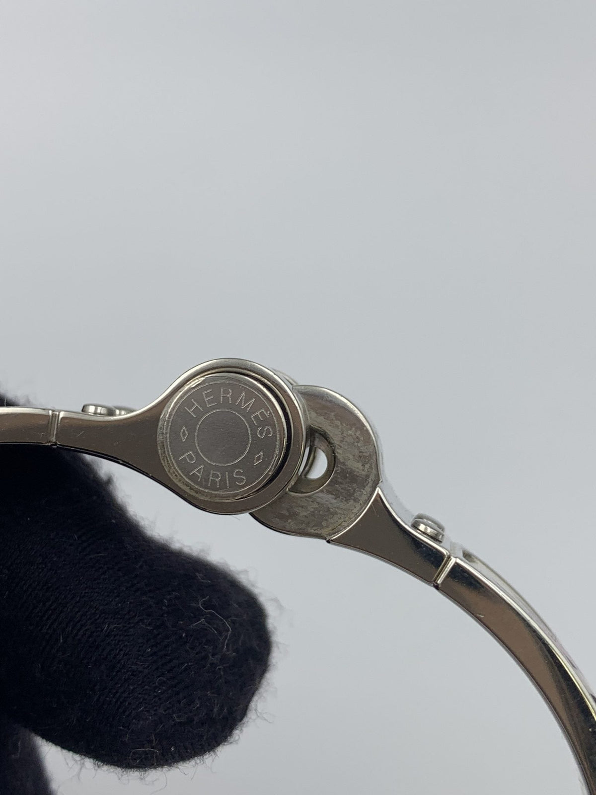 Hermes Printed Enamel Palladium-Plated Hinged Bracelet - view 6 - item 0089003