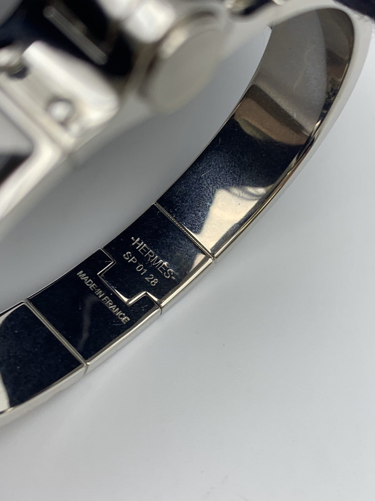 Hermes Printed Enamel Palladium-Plated Hinged Bracelet - view 7 - item 0089003