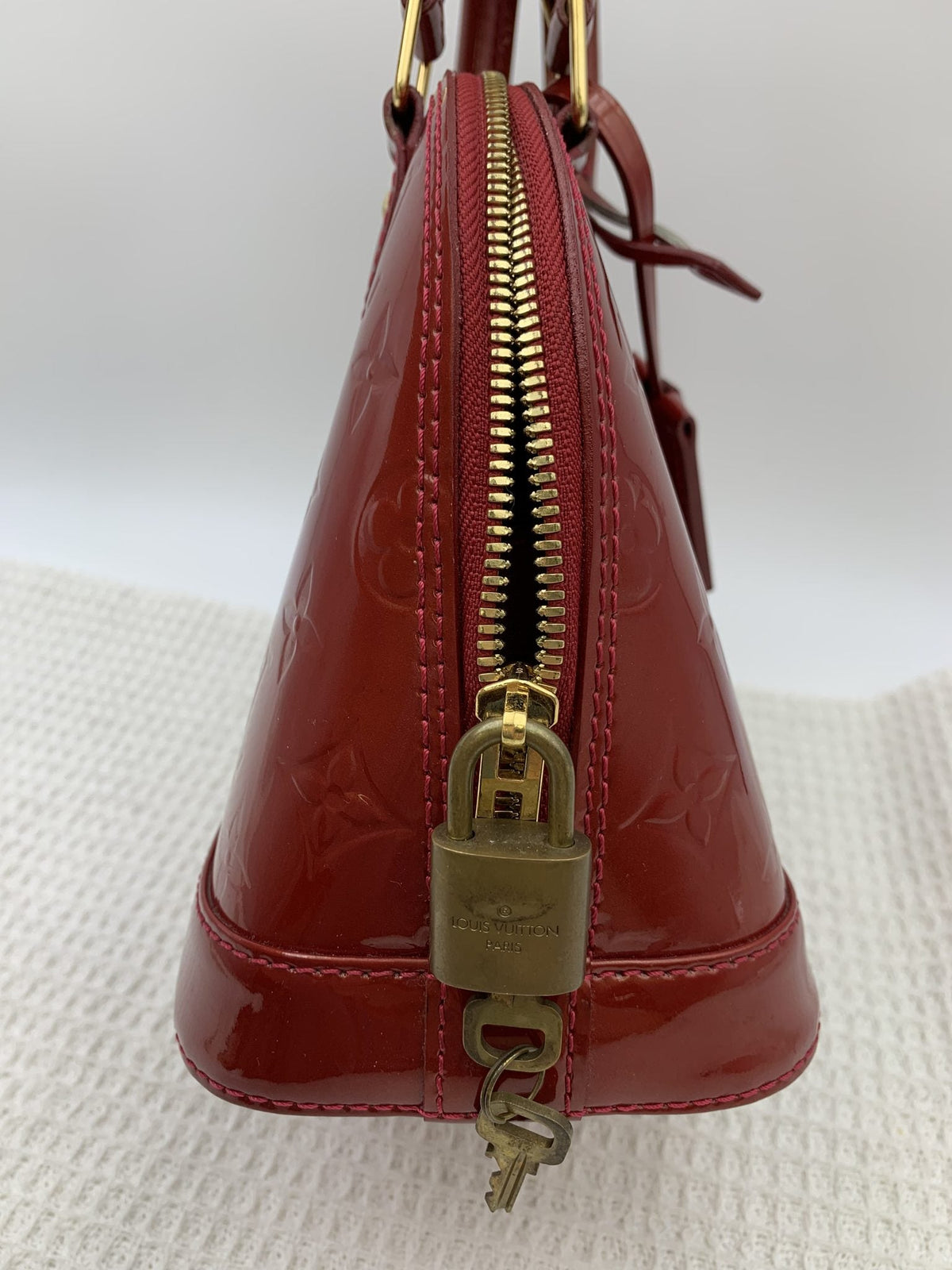 Louis Vuitton Alma BB Red Monogram Vernis Bag - view 3 - item 0073189