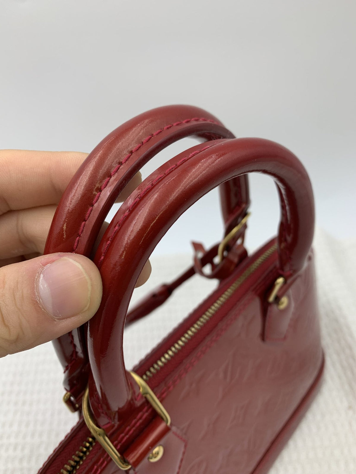 Louis Vuitton Alma BB Red Monogram Vernis Bag - view 5 - item 0073189