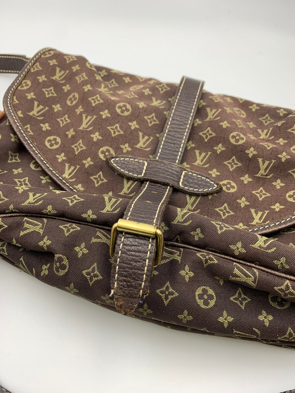 Louis Vuitton Mini Lin Saumur Shoulder Bag, Ebene brown, stock 1103035 – back